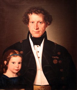 Smeltemester Ferdinand Zimmermann med sin datter Marie} af Wilhelm Gottfried Bauer