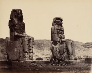 Memnons kolosser ved Theben, ca. 1859 (foto) af Wilhelm Hammerschmidt