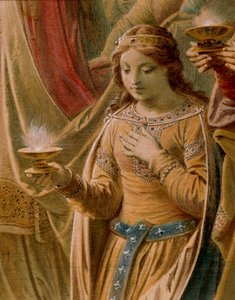 The Miracle of the Grail, fra Lohengrin Sagaen, Salon (olie på lærred) (detalje af 419256)