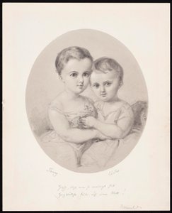 Barnebørnene Fanny og Cécile Hensel, ca 1860. af Wilhelm Hensel