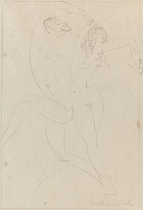 Nymfe og satyr, ca. 1915 (grafit på papir) af Wilhelm Hunt Diederich