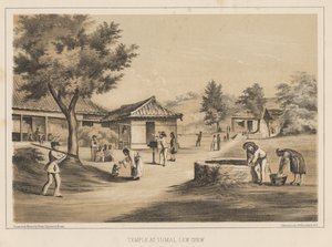 Templet i Tumai, Lew Chew, 1855 af Wilhelm Joseph Heine