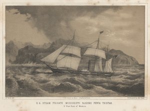 Den amerikanske dampfregat Mississippi passerer Punta Tristao, 1855 af Wilhelm Joseph Heine