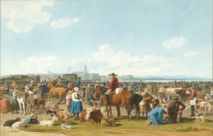 Kvægmarked nær Genua, 1820 af Wilhelm Kobell Ritter von