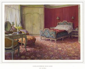 Tæppefabrikanternes virksomhed Halbmond-Teppichfabrik Von Koch Und Te Kock (farve litho)