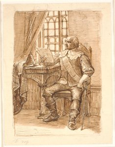 Adelsmand fra Chr. 4.s tid sidder og læser et brev af Wilhelm Marstrand
