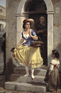 En italiensk kvinde på vej til karnevallet af Wilhelm Marstrand