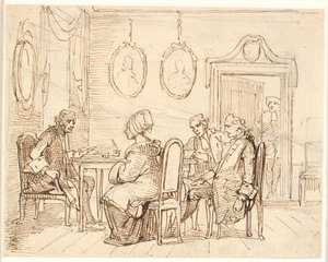 Besøg hos en magistratsperson eller advokat. Holbergsk sceneri af Wilhelm Marstrand