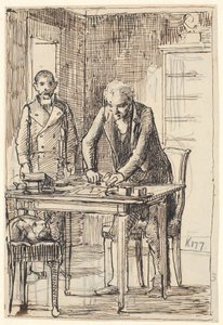Brevet forsegles, mens tjeneren venter af Wilhelm Marstrand