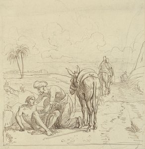 Den barmhjertige Samaritan finder den sårede af Wilhelm Marstrand