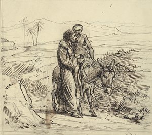 Den barmhjertige Samaritan ledsager den sårede af Wilhelm Marstrand