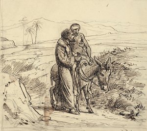 Den barmhjertige Samaritan ledsager den sårede af Wilhelm Marstrand