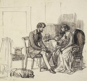 En herre på visit hos en yngre dame af Wilhelm Marstrand
