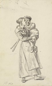 En kvinde bærer en krøbling af Wilhelm Marstrand