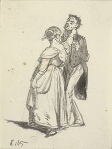 En pige trækker en mand i øret af Wilhelm Marstrand