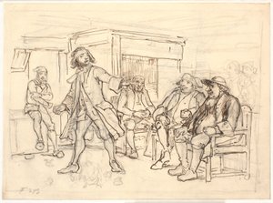 Erasmus Montanus debatterer med Per Degn af Wilhelm Marstrand