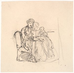 Et ungt par læser et brev af Wilhelm Marstrand