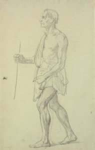 Figurstudie. Stående mand i profil mod venstre af Wilhelm Marstrand