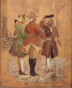 Holberg går af vejen for Jacob von Thyboe og Jean de France af Wilhelm Marstrand