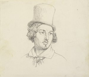 Hoved af mand med høj hat af Wilhelm Marstrand