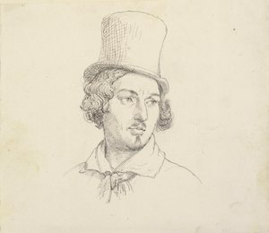 Hoved af mand med høj hat af Wilhelm Marstrand