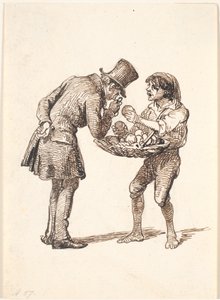 Italiensk appelsinsælger og den kritiske kunde af Wilhelm Marstrand