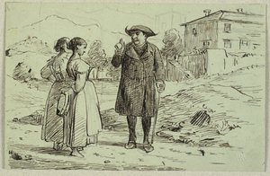 Italiensk scene med to kvinder og en pater af Wilhelm Marstrand