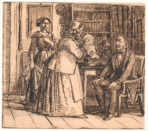 Jordemoderen præsenterer arvingen af Wilhelm Marstrand