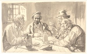 Kortspil i en værtshuskælder af Wilhelm Marstrand