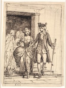 Leander og Leonora, bag dem Henrik og Pernille af Wilhelm Marstrand