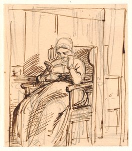 Læsende gammel dame af Wilhelm Marstrand