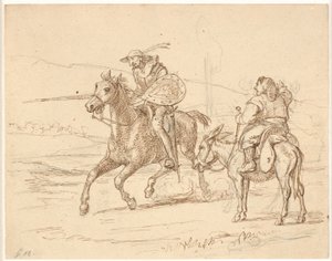 Mens Sancho ser til, går Don Quixote til angreb