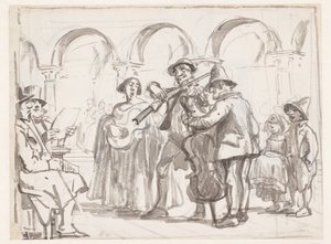Musikanten på Marcuspladsen, Venedig af Wilhelm Marstrand