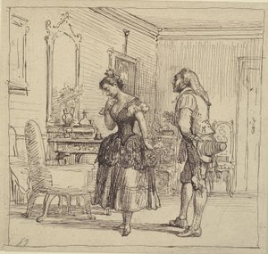 Rosina giver Figaro brevet til grev Almaviva. (Barberen i Sevilla)