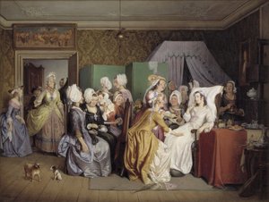 Scene fra Ludwig Holbergs The Liging-in Room af Wilhelm Marstrand