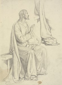 Siddende Jesus, samt draperistudie af Wilhelm Marstrand
