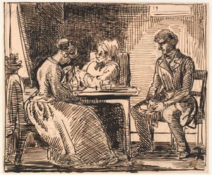 Udkast til "Billede af hverdagslivet" (Frierens besøg) af Wilhelm Marstrand