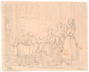 Udkast til det Waagepetersenske Familiebillede af Wilhelm Marstrand