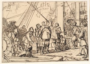 Udkast til maleriet i Chr. 4.s kapel i Roskilde "Chr. 4. på Trefoldigheden" af Wilhelm Marstrand