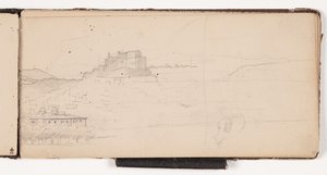 Udsigt mod en by i et italiensk bjerglandskab af Wilhelm Marstrand