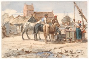 Ved brønden uden for landsbyen af Wilhelm Marstrand