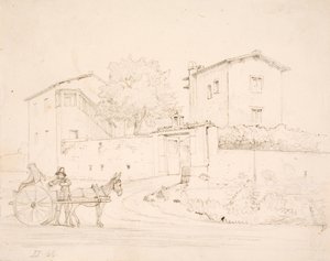 Æselkøretøj udenfor Porta del Popolo af Wilhelm Marstrand