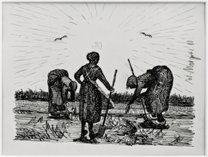 Tre kvinder i marken af Wilhelm Morgner