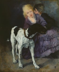 Kærligt par med hund. 1873
