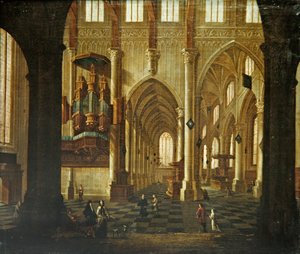 Kirkeinteriør, ca. 1660 (olie på lærred)