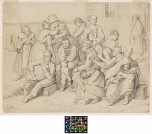 The Madhouse (grafit på hvidt vævet papir, lagt ned) af Wilhelm von Kaulbach