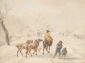 Postilion på hest i et vinterlandskab, ca. 1798.