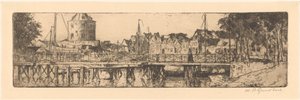 Enkhuizen af Willem Adrianus Grondhout (signed by artist)