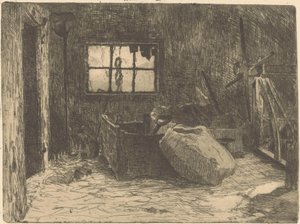 Interiør af en lade af Willem Adrianus Grondhout (signed by artist)