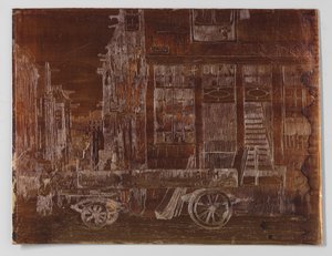 Gamle bydel af Amsterdam med bil i forgrunden af Willem Adrianus Grondhout (signed by artist)